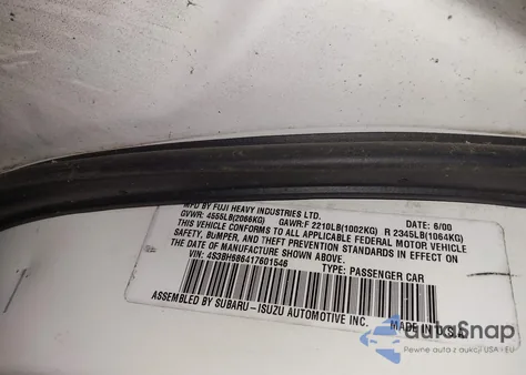 2001 Subaru Outback Limited из США, поврежденный, VIN 4S3BH686417601546